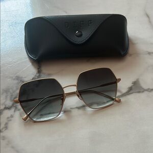 Diff Gold Sunglasses with Black Lenses
